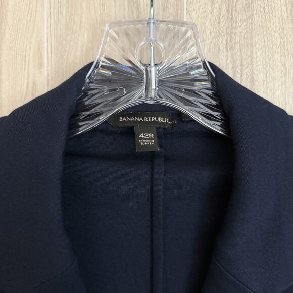 Banana Republic Blazer Men 42R Slim Fit Navy Blue Suit Jacket Sport Coat Stretch - Picture 4 of 16